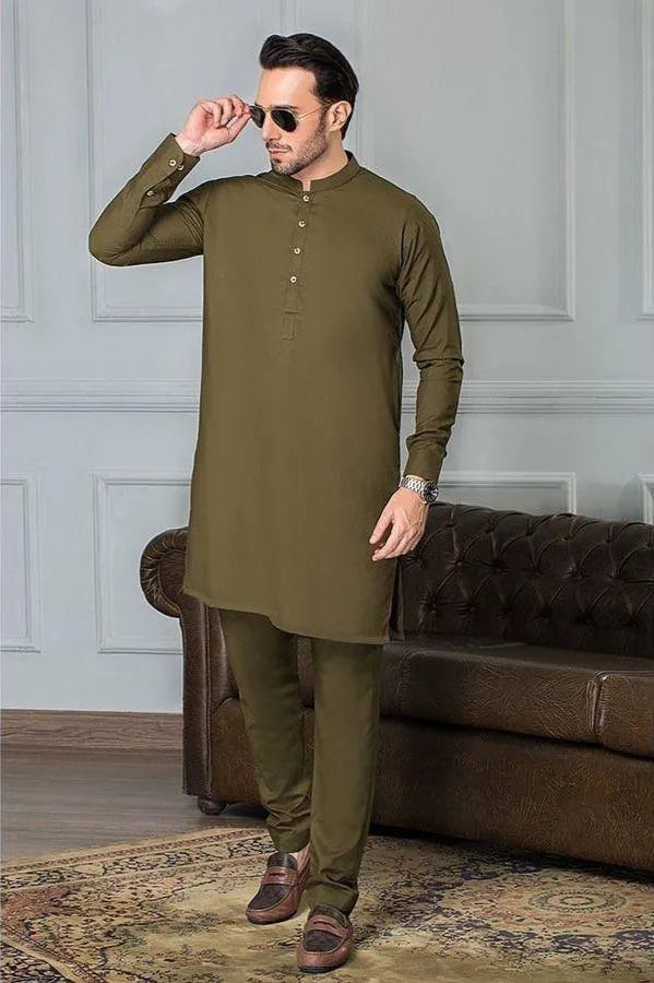 Men’s Wash & Wear Plain Shalwar Kameez – 2 Pcs Set in Grey Trend Nexus
