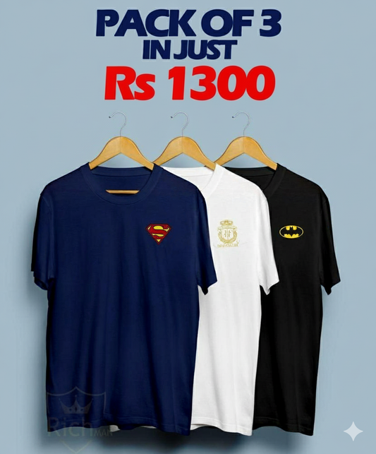 Men’s Cotton Jersey Printed Crew Neck T-Shirt – Pack of 3 Trend Nexus