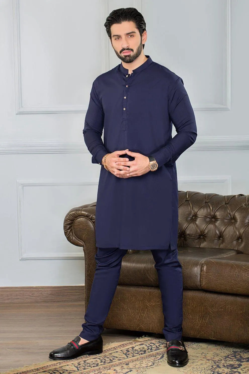 Men’s Wash & Wear Plain Shalwar Kameez – 2 Pcs Set in Grey Trend Nexus