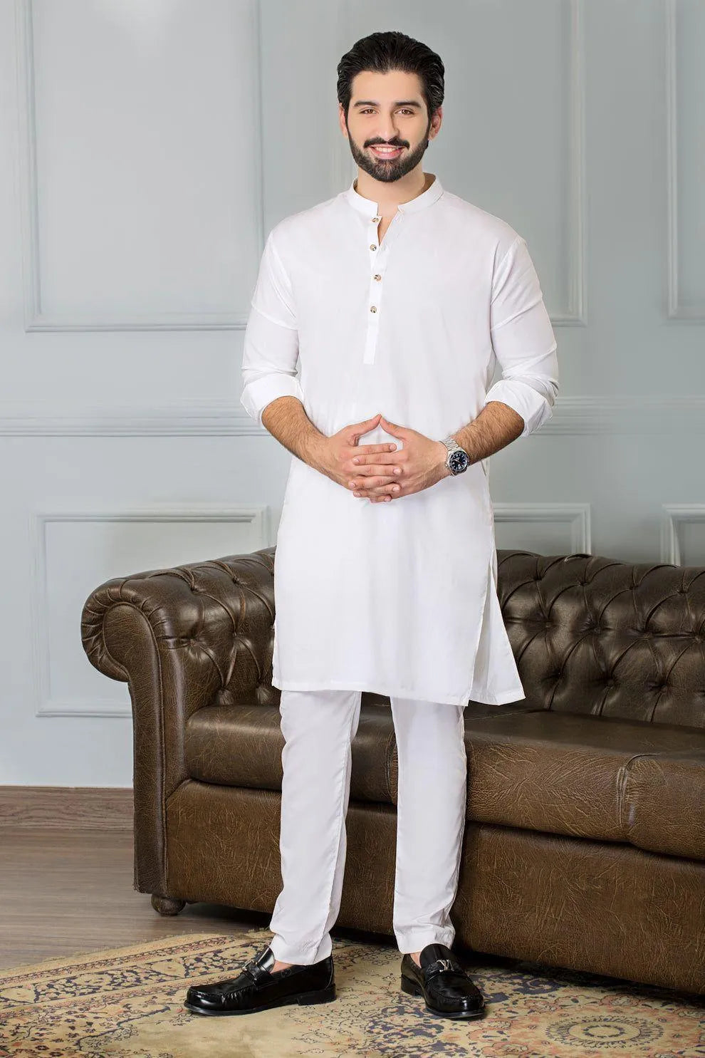 Men’s Wash & Wear Plain Shalwar Kameez – 2 Pcs Set in Grey Trend Nexus