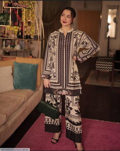 Women’s Swiss Lawn Printed 2-Piece Stitched Suit – Black Trend Nexus