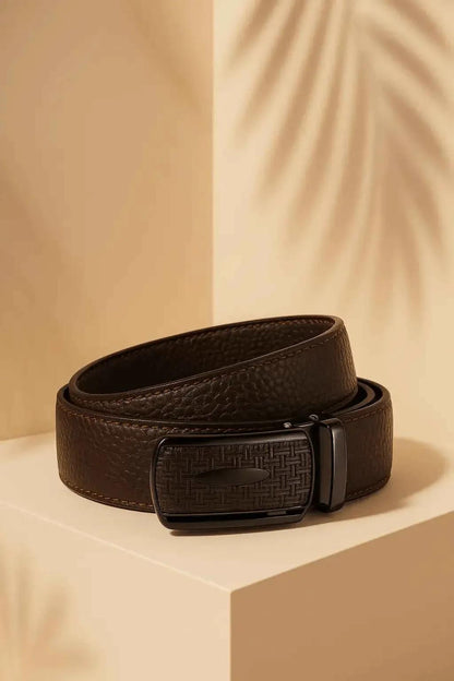 Leather Belt Brown – Designer Pattern with Metal Buckle Trend Nexus